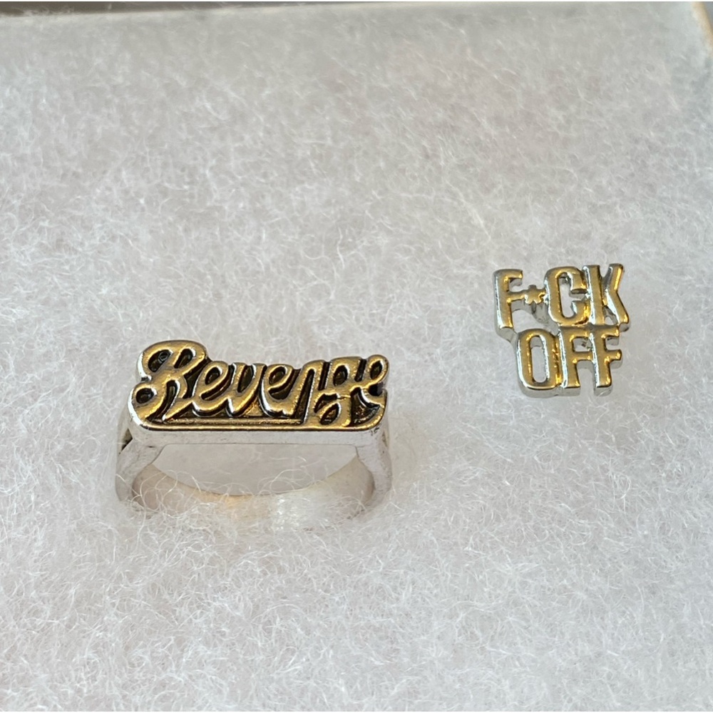 Revenge and F*ck off ring and earring